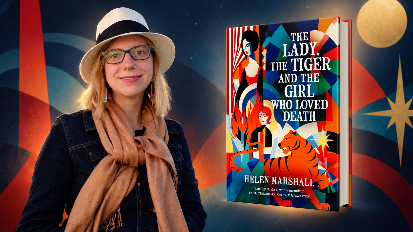 Helen Marshall with her book The Lady, the Tiger and the Girl Who Loved Death
